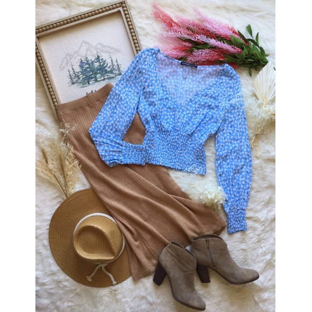 Abercrombie & Fitch Winter Cornflower Blue Cottagecore Blouse Western Sz S